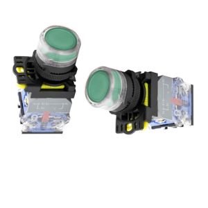 Nút nhấn nhả lồi Ø22 có đèn LED 220VAC 1NO màu xanh lá OMG-PBH-10HFD-G31