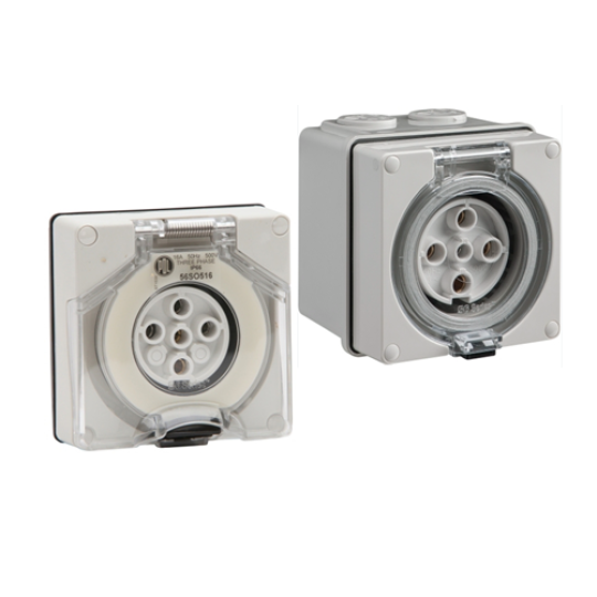 Ổ cắm 3 pha - Ổ cắm 4 Đấm tròn - Sino Vanlock 56SO416K