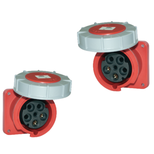 Ổ cắm gắn âm 3P 63A 6H IP67 - dạng nghiêng F433-6FC