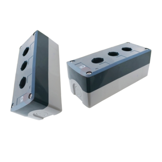 Hộp nút nhấn 3 lỗ phi 22 xám trắng OMG-BB-3A-GW