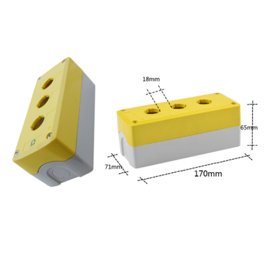 Hộp nút nhấn 3 lỗ phi 22 vàng trắng OMG-BB-3A-YW