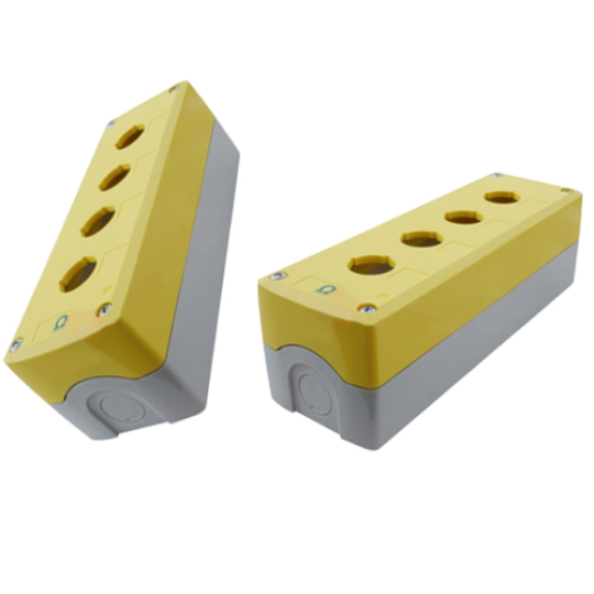 Hộp nút nhấn 4 lỗ phi 22 vàng trắng OMG-BB-4A-YW