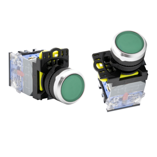 Nút nhấn nhả Ø22 có đèn LED 220VAC 1NO màu xanh lá OMG-PBH-10D-G31