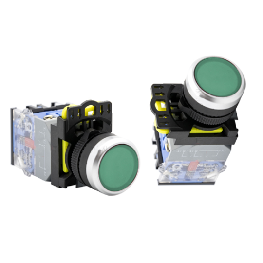 Nút nhấn nhả Ø22 IP65 1NO 1NC màu xanh lá OMG-PBH-11-G