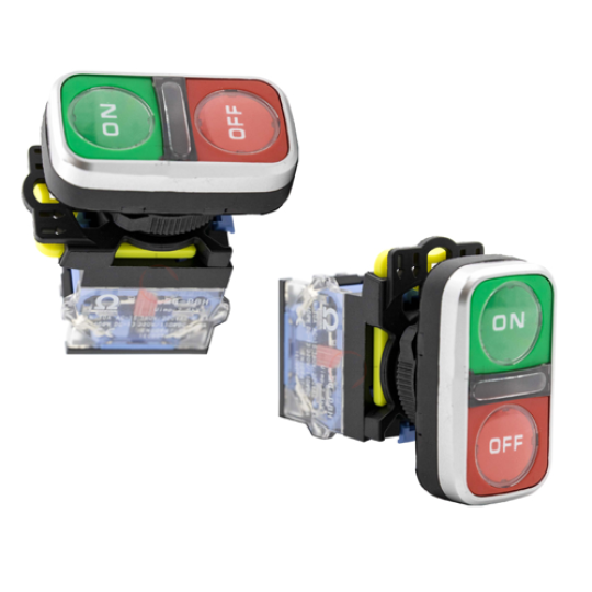 Nút nhấn nhả đôi ON OFF Ø22 IP65 1NO 1NC OMG-PBH-11R2