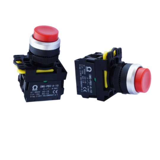Nút nhấn nhả Ø22 IP65 1NC màu đỏ OMG-PBX-01H-R