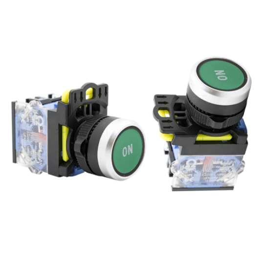 Nút nhấn nhả ON Ø22 IP65 1NO+1NC màu xanh lá OMG-PBX-11B-9