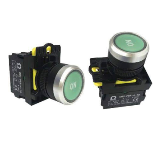 Nút nhấn nhả Ø22 IP65 OMEGA (núm phẳng cao) OMG-PBX-11HF-G